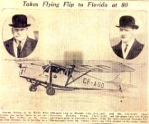 Newspaper clip of Joesph flying to Florida